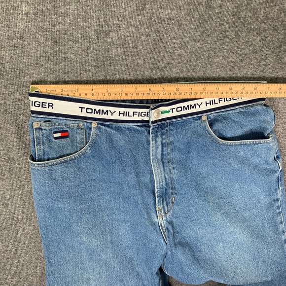 Vintage Tommy Hilfiger Jeans Men 34x30 Baggy Wide Leg Y2K Spellout Hip Hop - Picture 5 of 15
